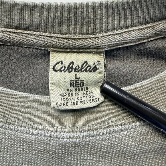 Cabelas T-Shirt Mens L Green 100% Cotton Waffle Knit Oversized Casual - Picture 5 of 7